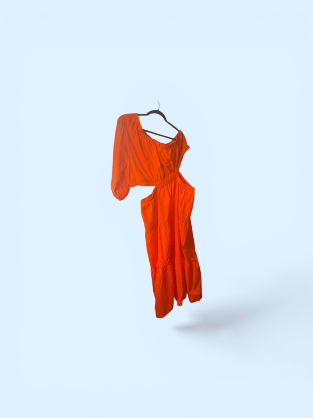Asymmetric One-Shoulder Orange Cutout Dress
